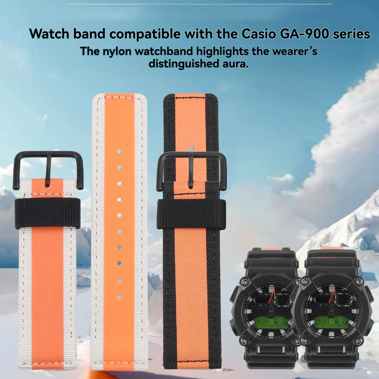 Replacement Straps for Casio GA-900TS and GA-900 Watches: Durable, Soft Nylon Canvas Straps for Outdoor and Everyday Use