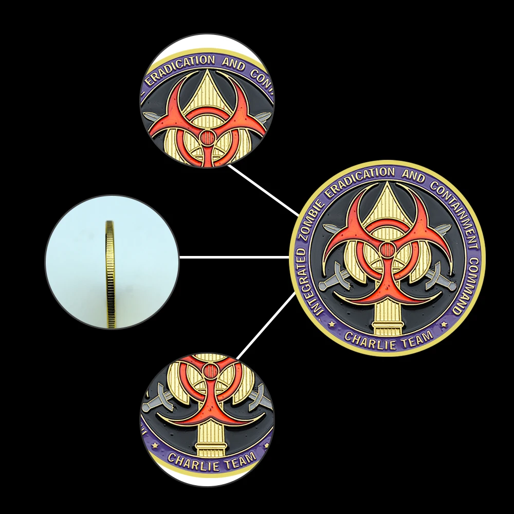 عملة تذكارية لقيادة الزومبي والقضاء على الاحتواء، عملة تحدي فريق تشارلي، هدية العيد #4