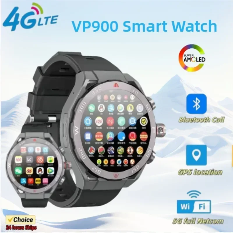 

VP900Smartwatch GPS-навигация AMOLED HD Экран Фитнес 4GSim Карта Камера Видеозвонок Водонепроницаемые Смарт-часы 2025 Новинка