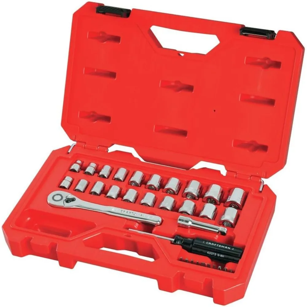 Kit de herramientas mecánicas, 33 piezas, unidad 3/8, estándares SAE y métricos