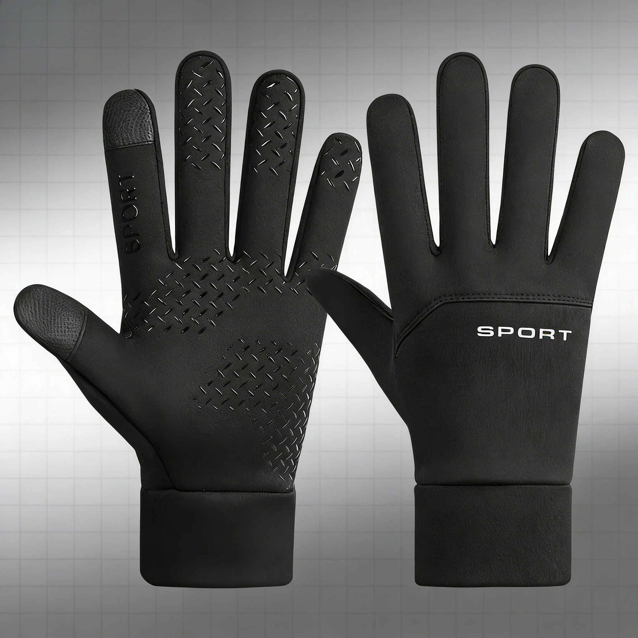 

Outdoor Warm Gloves Men's Autumn and Winter Cycling Sports Full Finger Two-finger Cold-proof Non-slip Touch Screen Plush