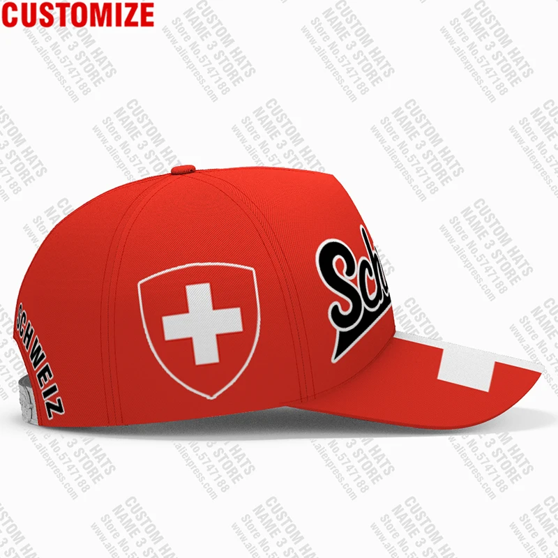 Switzerland male youth student diy custom made name number photo casual hat nation flag ch german country college baseball cap