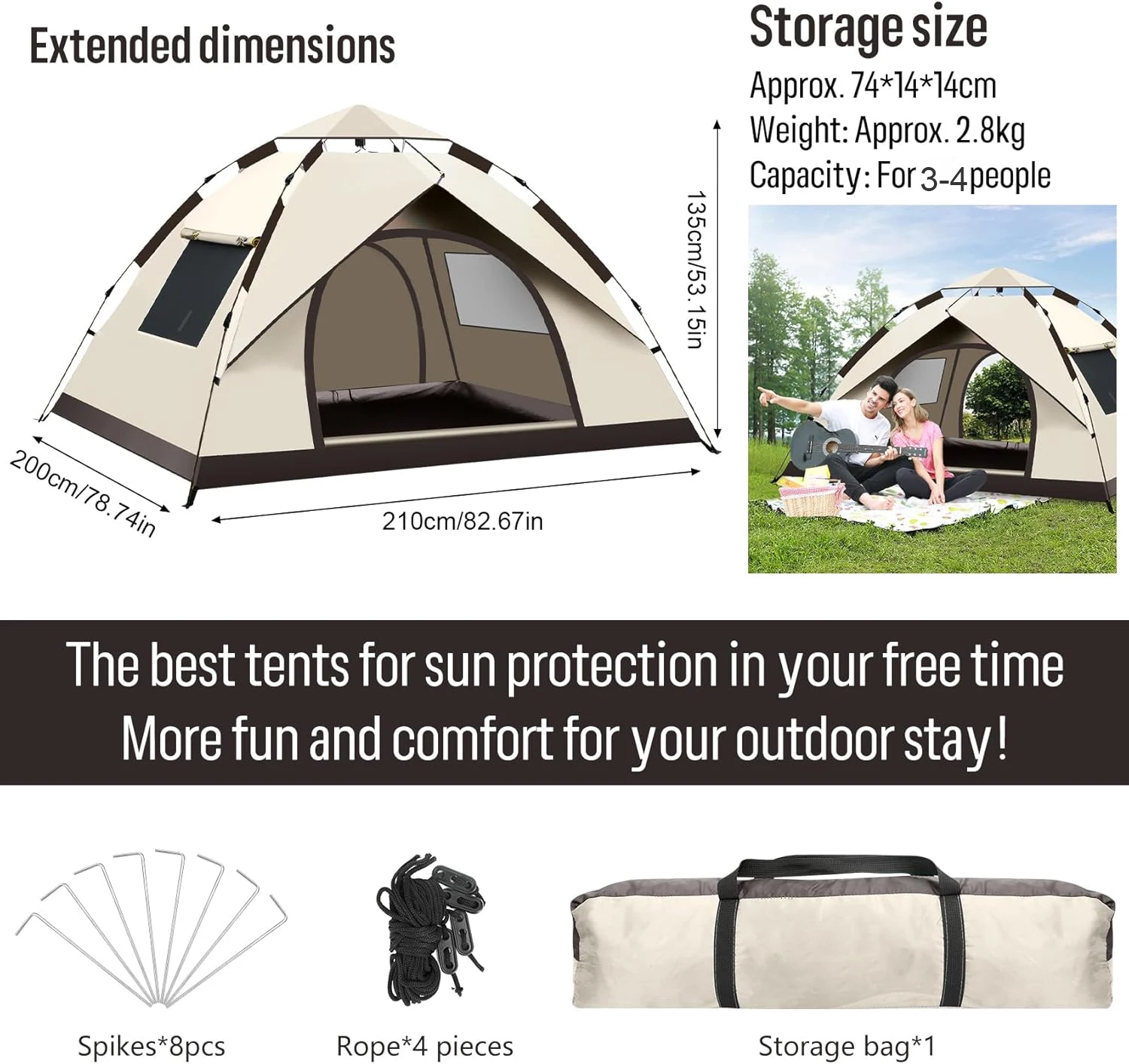 3-4 Personen Wasserdichtes Cam – Outdoor Camping Automatic Quick Opening Tent Bewertung und Preis