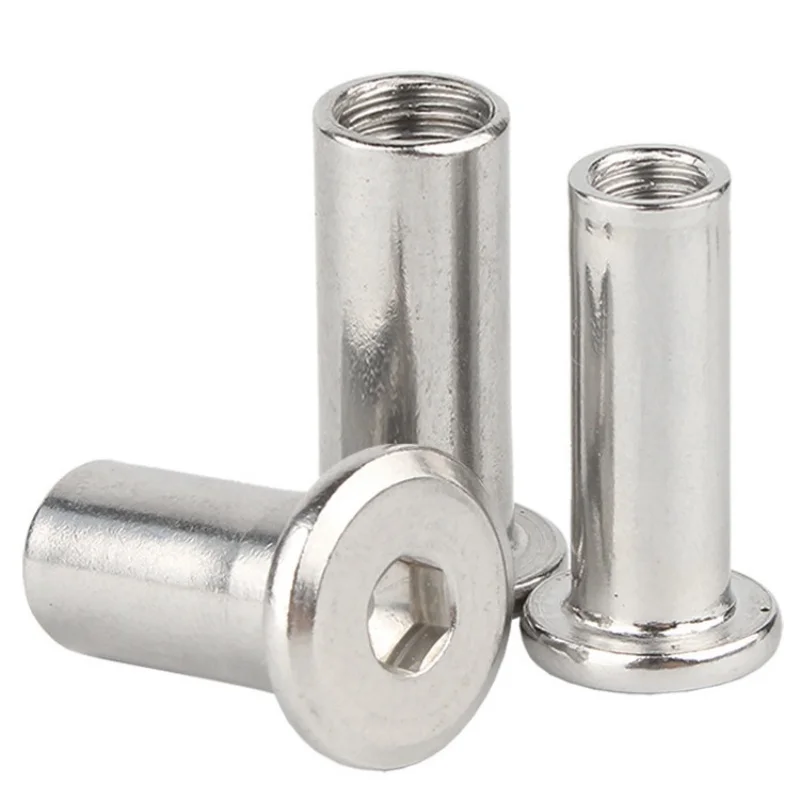 M2 M3 M4 M5 M6 M8 M10 304 Stainless Steel Large Flat Hexagon Socket Rivet Cap Nut Connector Sleeve