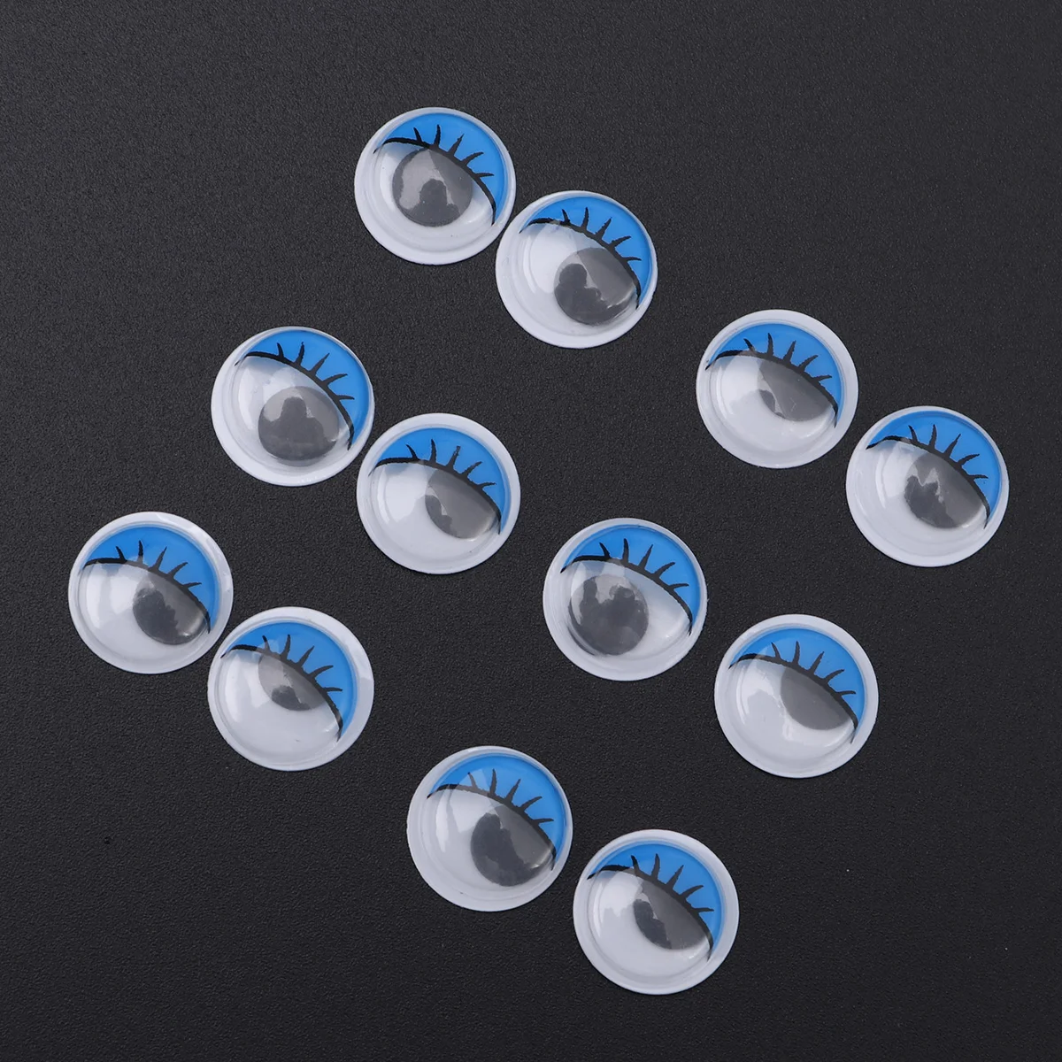 100Pcs 8mm Eyelashes Wiggly Wobbly Googly Eyes for Toys DIY Craft Decor (Blue) diy eyes diy cartoon eyes