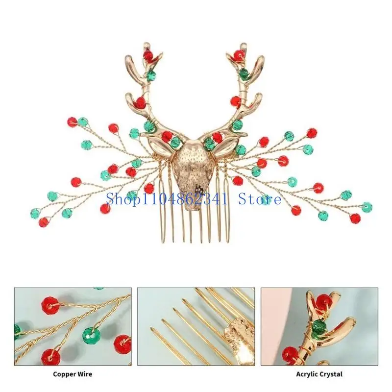 5ASD Elegant Christmas Rendier Hair Comb For Adult Kids Party Accessory Hair Clip Festival Haarband Seizoensgebonden rekwisieten