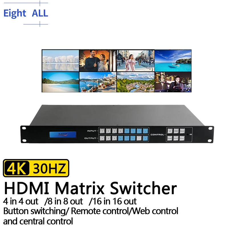 Switcher a matrice HDMI video 4K 8x8, 4x4 16x16 Apparecchiature audio video 8 ingressi 8 uscite Supporto a matrice HDMI Controllo web per computer PS4