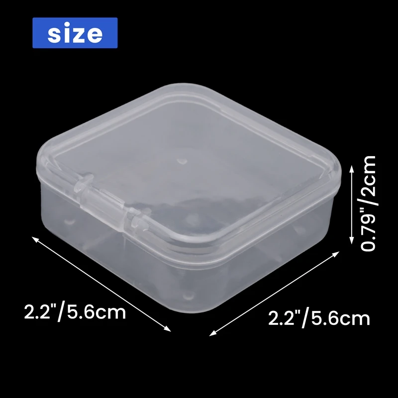 A96I-40 팩 팩 작은 품목, 다이아몬드, 구슬(2.2X2.2X0.79In)용 힌지 뚜껑이 있는 투명 플라스틱 구슬 보관 용기 상자