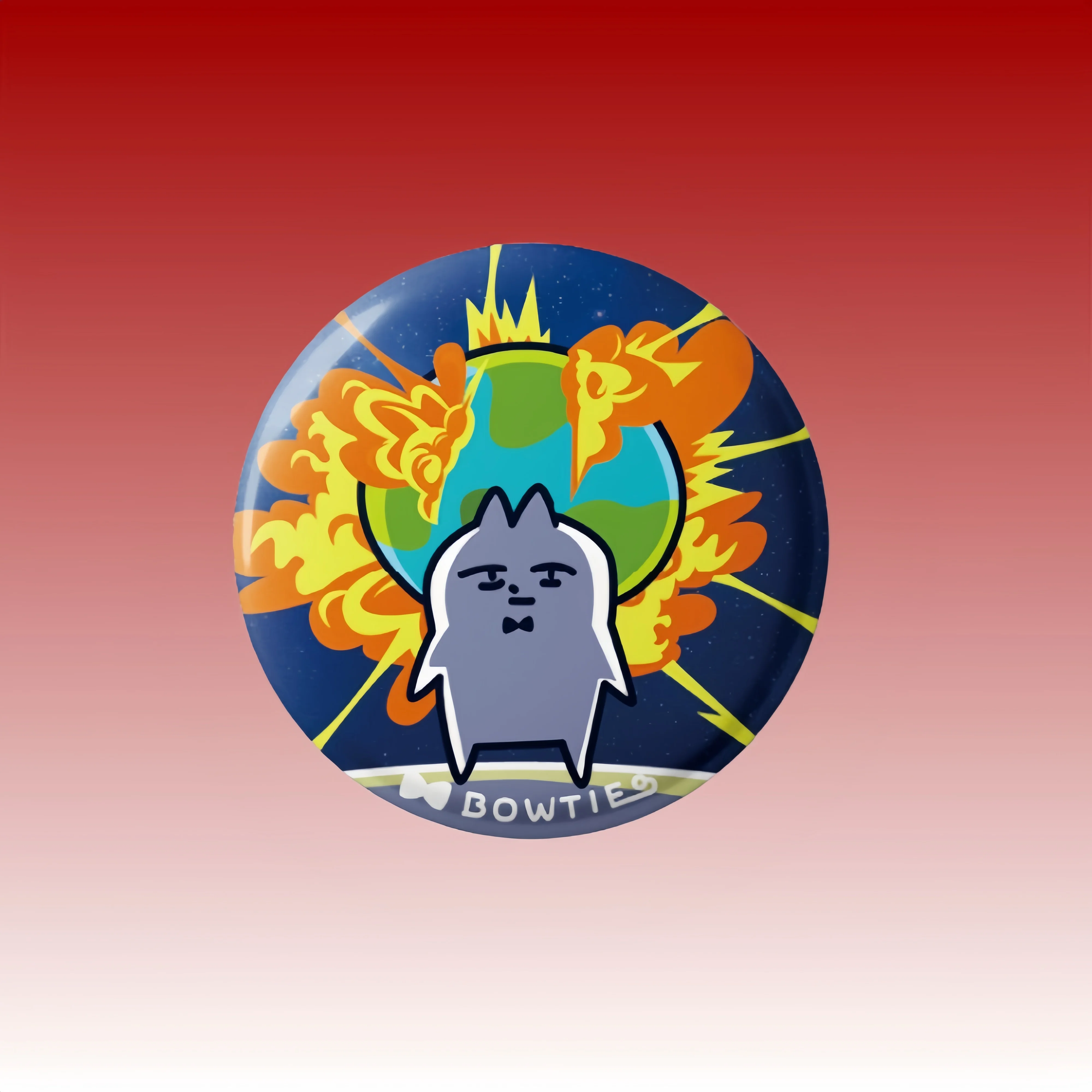 Broche de gato con pajaritas, caja ciega, accesorios magnéticos, alfileres, lindos diseños de casarse conmigo y destruye el mundo, insignia de broche divertida de dibujos animados