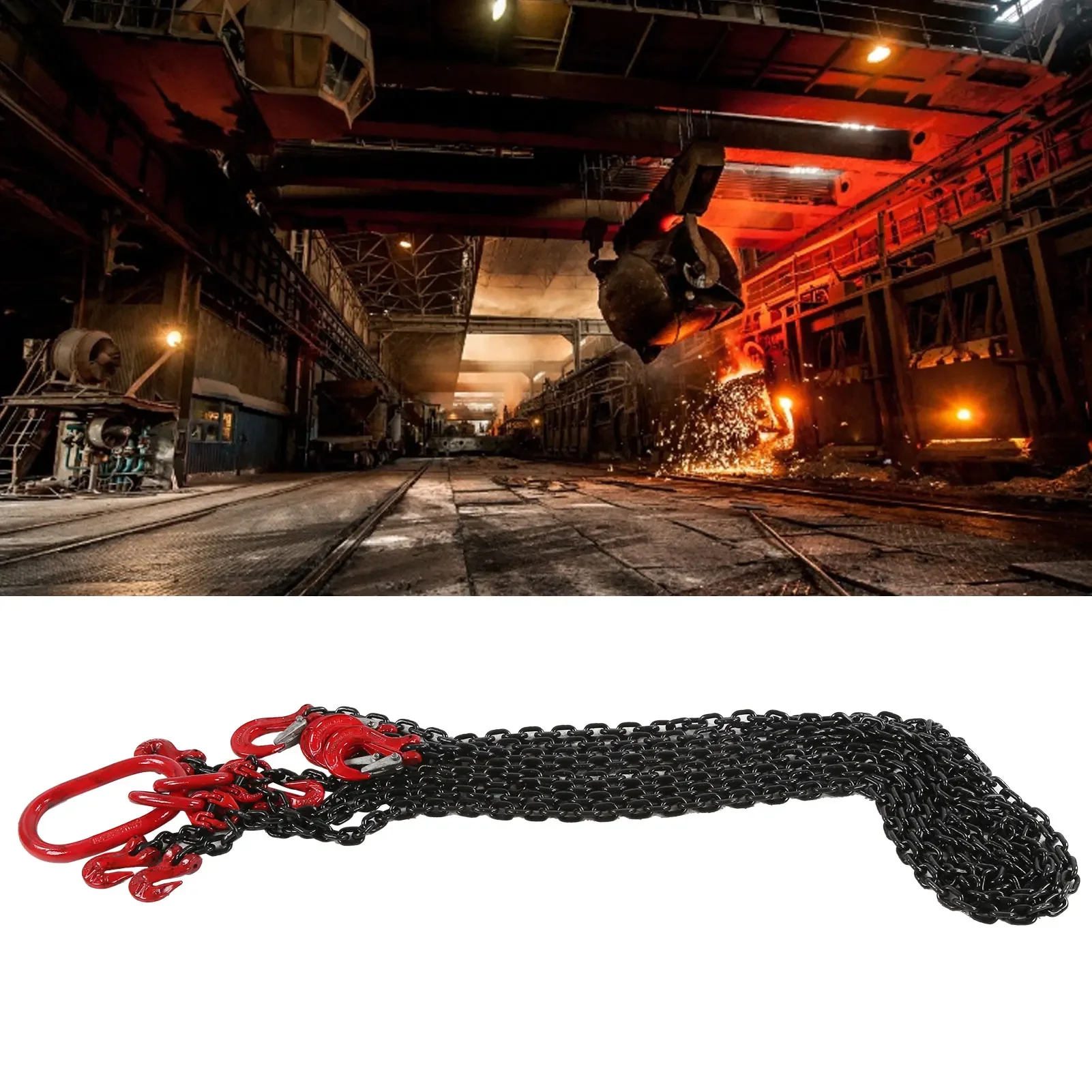 Lifting Chain Sling Adjustable for Mines Ports Buildings Working 2 Meter 1 Tons 6mm Lifting Chain for Crane Lifting Chain Sling
