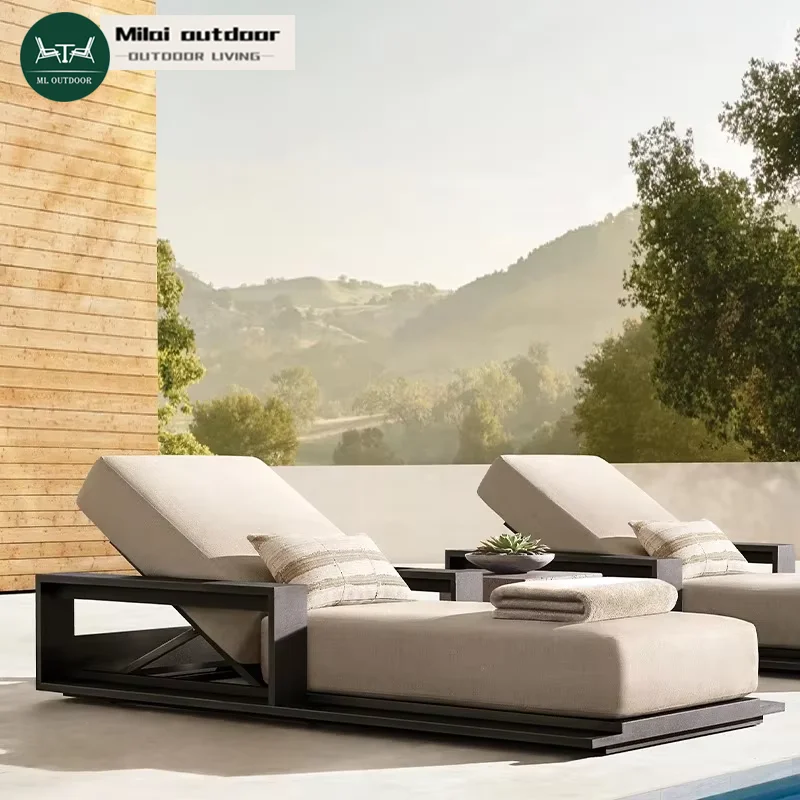 Hot Selling Modern Outdoor Sun Loungers For Hotels Swimming Pools Patios Aluminum Sunbed Furniture Fabric For Gardens Daybed
