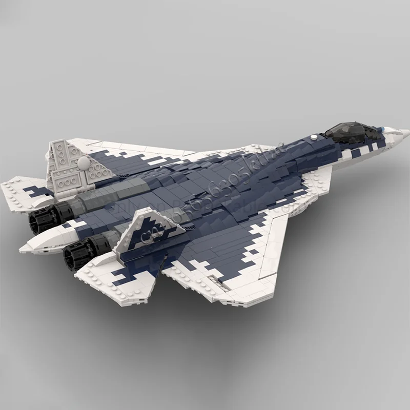 2063 أجزاء MOC سلسلة الحرب الطائرة 1:35 مقياس Su-57 فيلون نموذج طائرة مقاتلة لتقوم بها بنفسك تجميعها ألعاب أطفال تعليمية هدايا عيد الميلاد #2