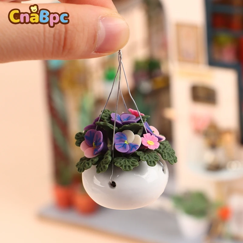 

1:12 Dollhouse Miniature Potted Plants Phalaenopsis Flowerpot Hanging Tank Bonsai Model Dolls Garden Home Decor Toy Accessories