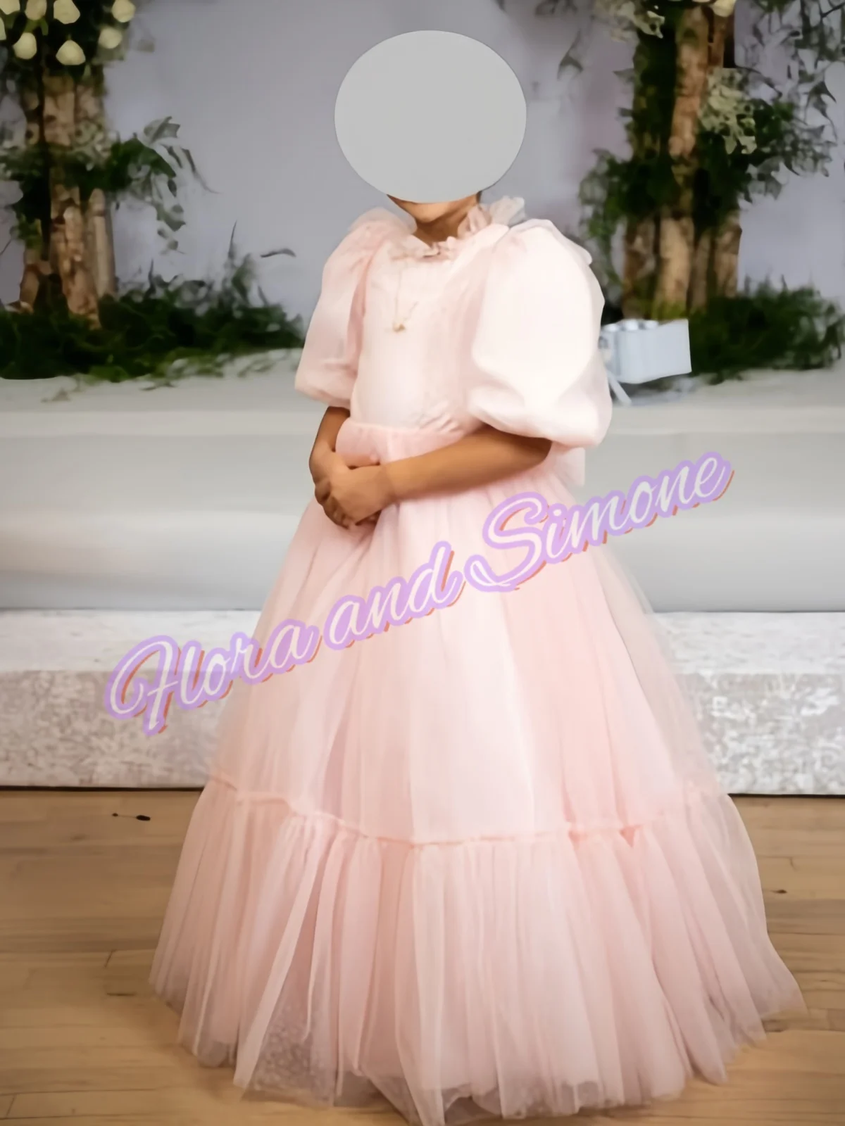 Bow Pink Half Sleeves Lace Chiffon Flower Girl Dress for Wedding Ceremonies Formal Receptions Customized