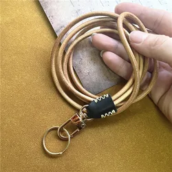 Accessories for Hanging Cell Phones Lanyard Keys Genuine Leather Straps for Mobile Phone Chain Heavy Metal Keyring Key Lanyards