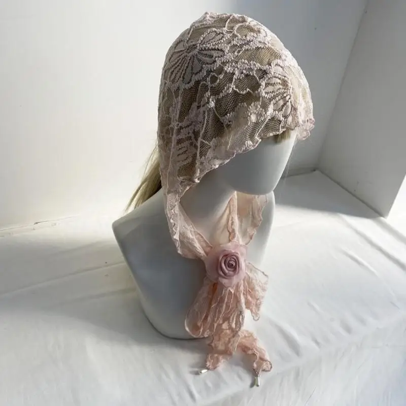 

P9FE Удобный кружевной шарф для волос размером 93X25 см идеально подходит для защиты от солнца