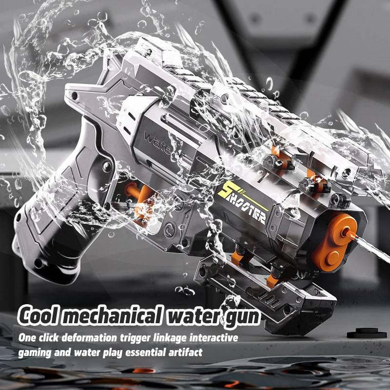 

2025 New Deformation Press Type Linkage Small Water Gun Burst Pistol Summer Continuous Firing Water Gun Outdoor Battle Boy Toy