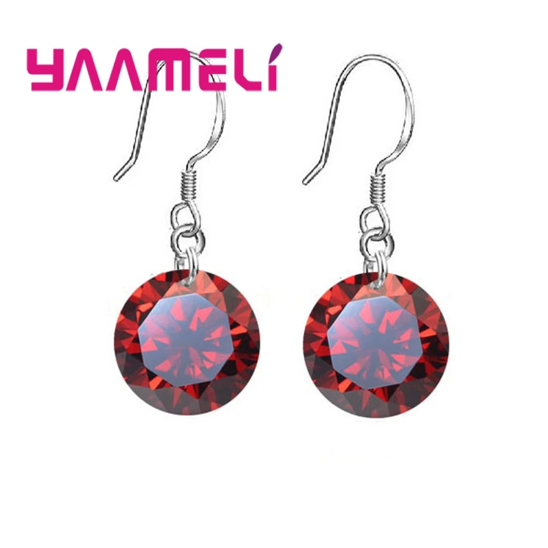 Bulk Sale Price 8 Colors Women Girls French Hook Earrings 925 Sterling Silver 10MM CZ Crystal Ball Jewelry 925 Stamped