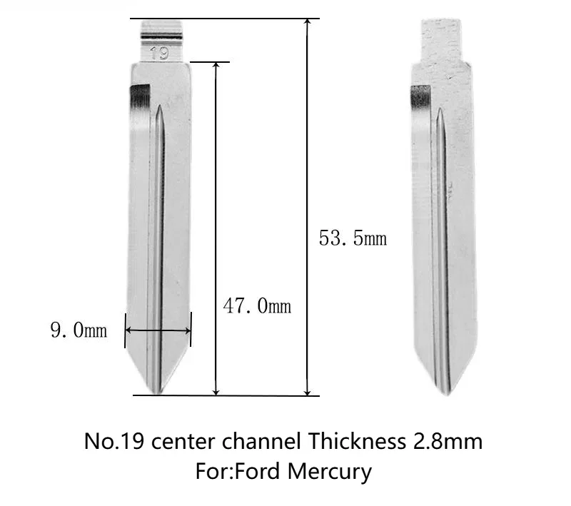 

10pcs 19# Key Blanks Metal Uncut Blank Flip Remote Key Blade For Ford Mercury KD Xhorse VVDI JMD