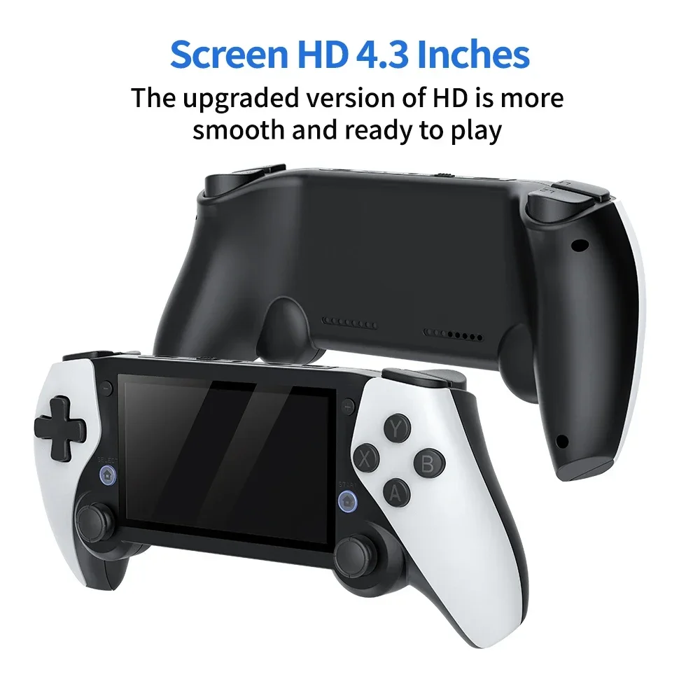 لعبة محمولة 4.3 HD شاشة 256G 70000+ ألعاب مشغل وحدة تحكم مزدوجة ريترو لعبة فيديو محمولة لـ psp ps1 n64 Dream cast White M25