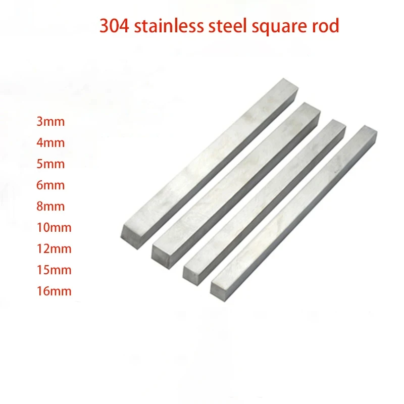 3mm 4mm 5mm 6mm 8mm 12mm 15mm 16mm 304 Stainless Steel Solid Square Bar Rod 50mm 100mm 200mm 300mm Length