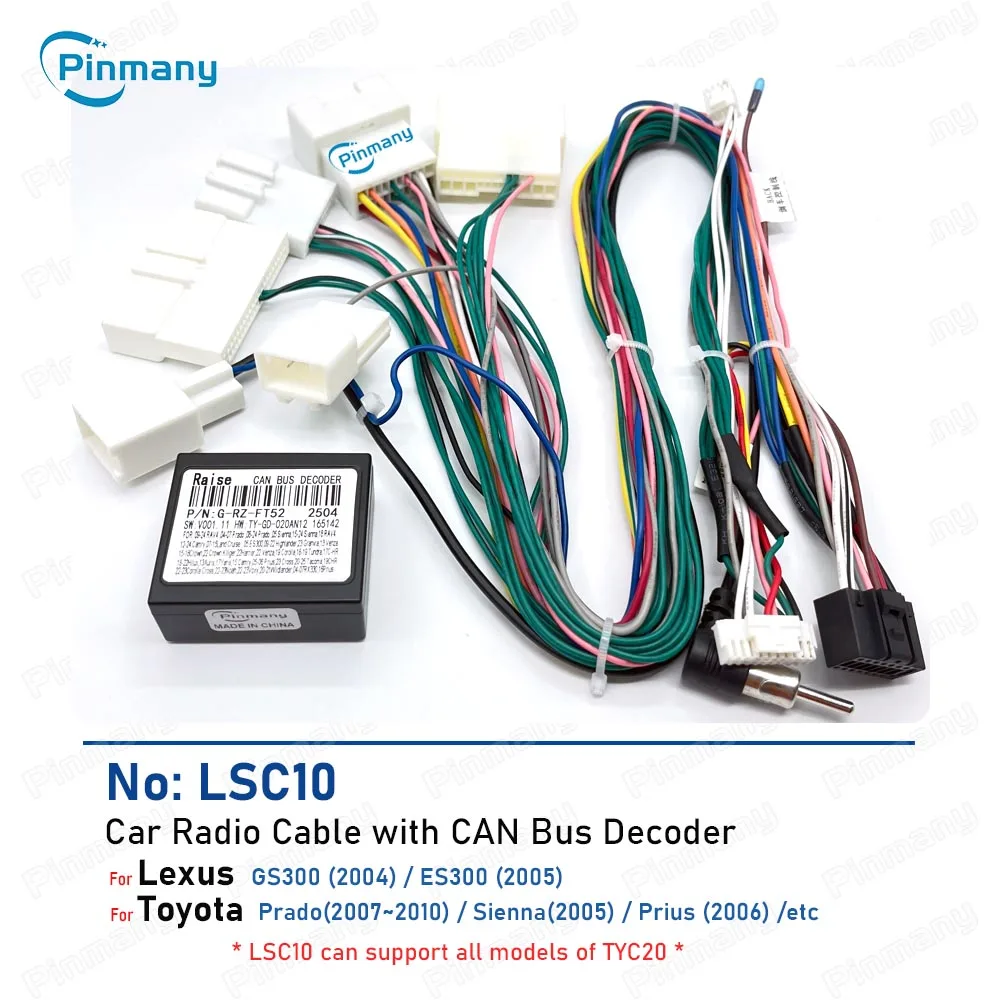 

Автомобильный радиокабель Pinmany LSC10, 16-контактный адаптер жгута проводов питания с шиной CAN для Lexus ES300 GS300, для Toyota Prado Sienna Prius