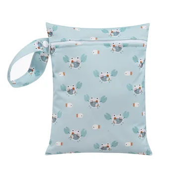 HappyFlute 풀 프린트 미니 포켓 핸들 스냅 디자인, 재사용 가능한 방수 다기능 아기 젖은 가방, 18x25cm, 신제품