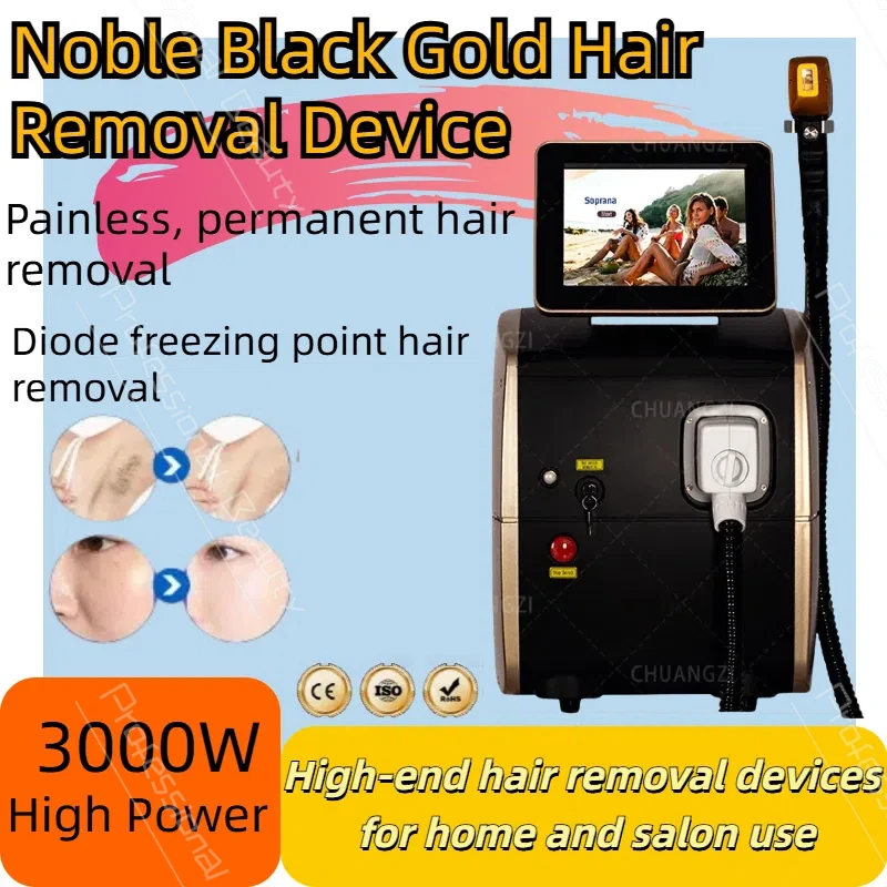 

Professional Triple Wave Diode Lase-r Painless Hair Removal Ice Platinum 808 1064 755nm 3 in 1 Epilator Machine