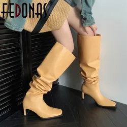 FEDONAS Fashion Sexy Women Over The Knee Boots High Heels Square Toe Party Prom Long Boots Spring Autumn Shoes Woman New Arrival