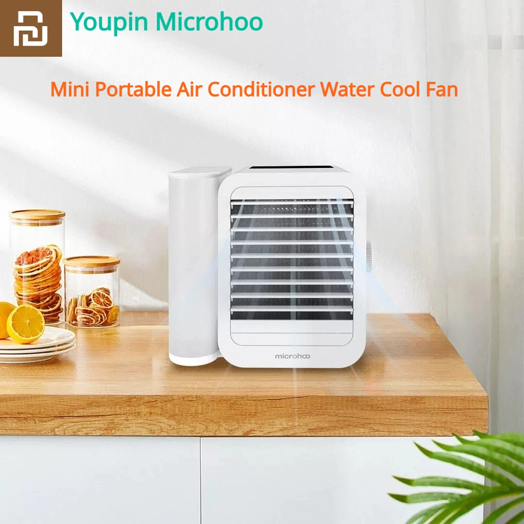 Youpin Microhoo Mini Portable Air Conditioner Water Cool Fan Aromatherapy Diffuser Fast Cooling Humidifier Household Desktop Fan