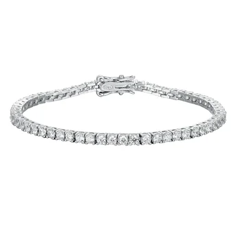 Hip Hop Rock 925 Sterling Silver 2.5MM Created Moissanite Gemstone Tennis Chain Bracelets For Men And Women Wholesale