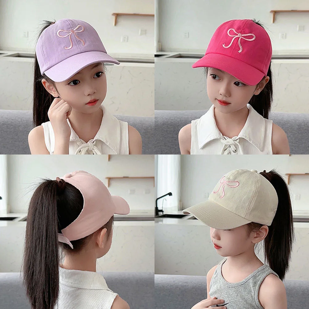 Summer Children Cute Fashion Ponytail Cap Summer Sun Visor Hats Girls Out Sunshade Empty Top Breathable Baseball Cap