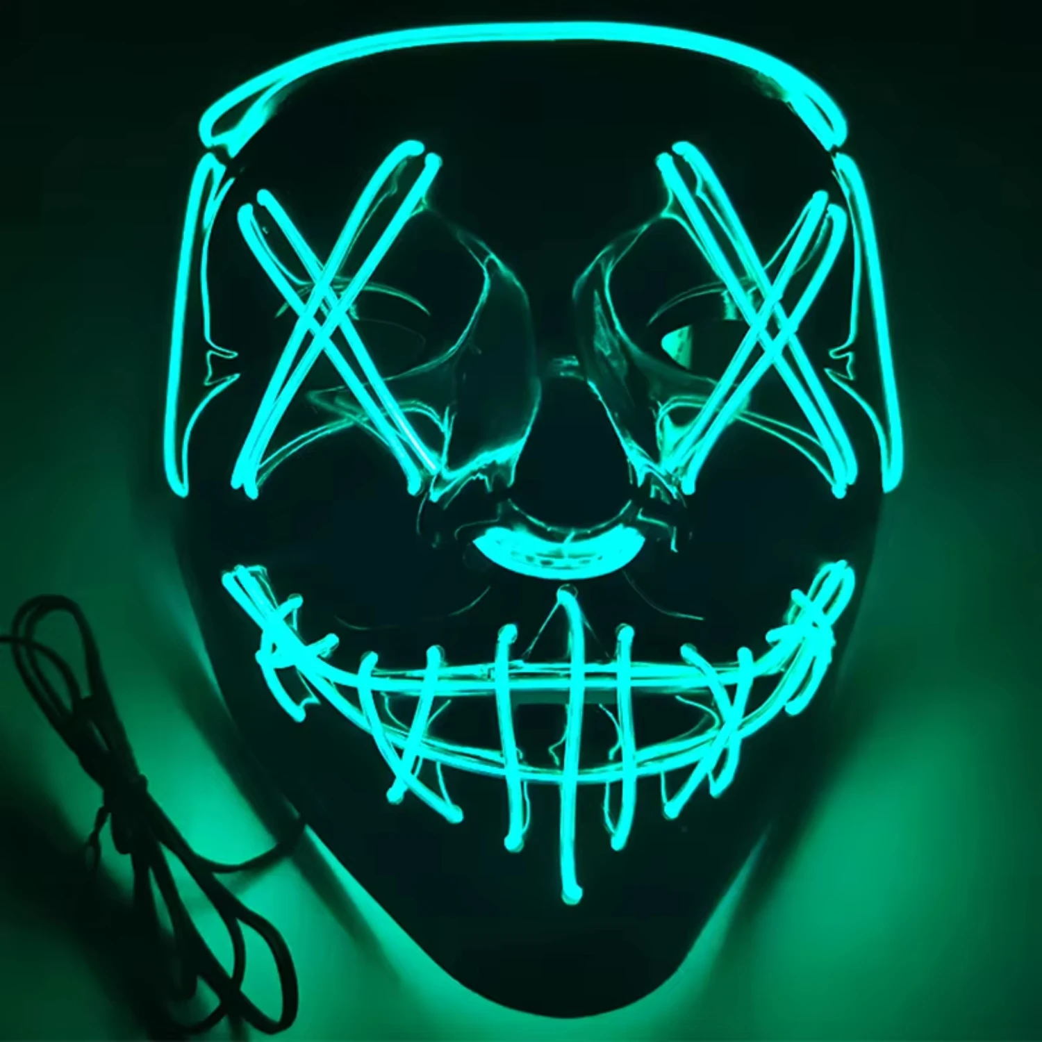 Factory Promotional Party Led Light Joker Neon Facial Adult Party Masks Halloween Party Mask With battery Pranks Sticker Prank