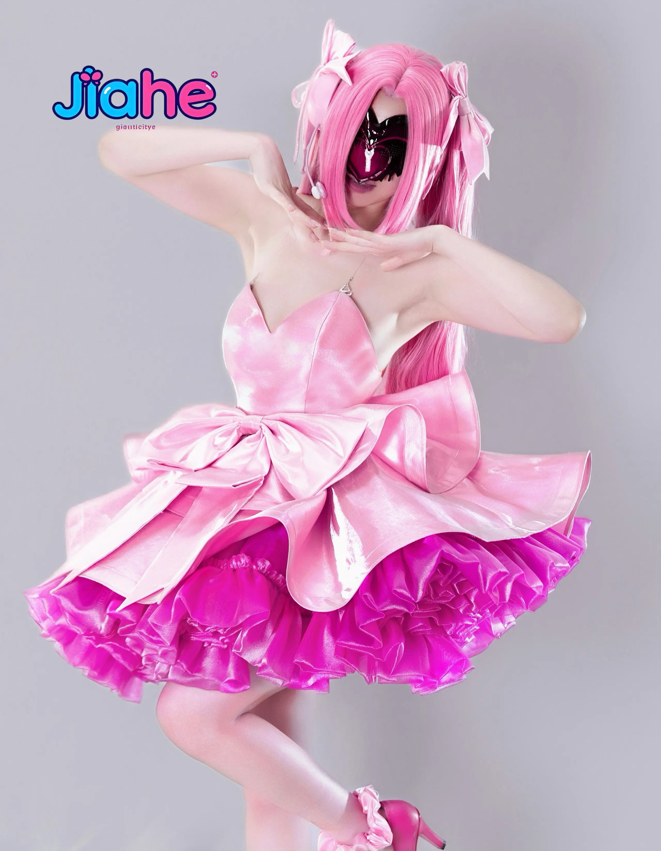 Anime Cosplay Pink - Kostum Panggung Zombie Cosplay Mizi, Wig,
