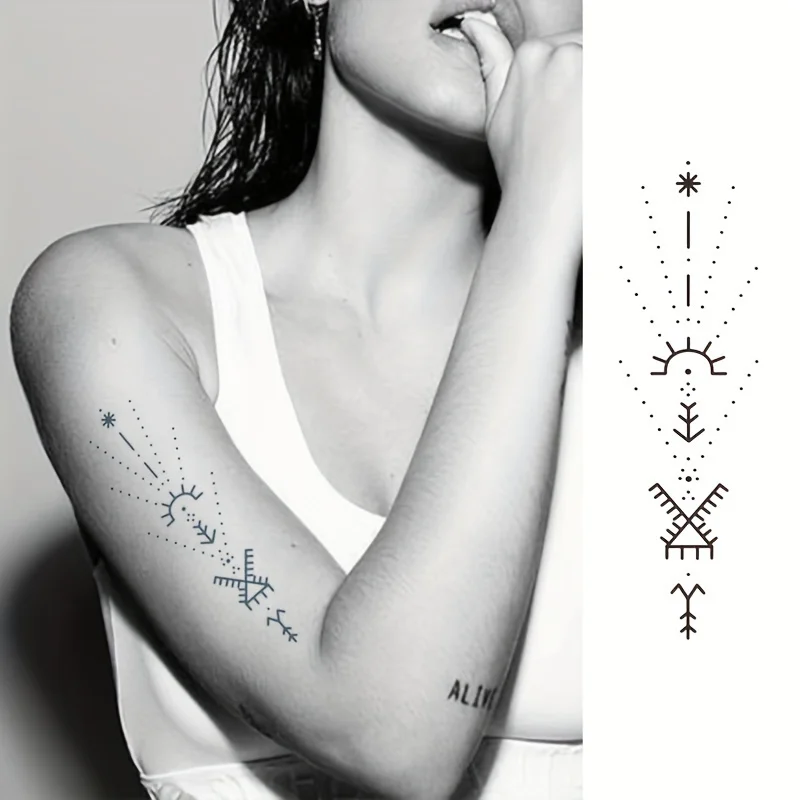 Waterproof Herbal Tattoo Designs, Temporary Tattoos for Hands, Stars, Sun, Virgo, Mirrors, Trees, Waterproof Realistic Tattoos, Plant Patterns, Magic Tattoos, Can Last 1-2 Weeks, Tattoos for Women.