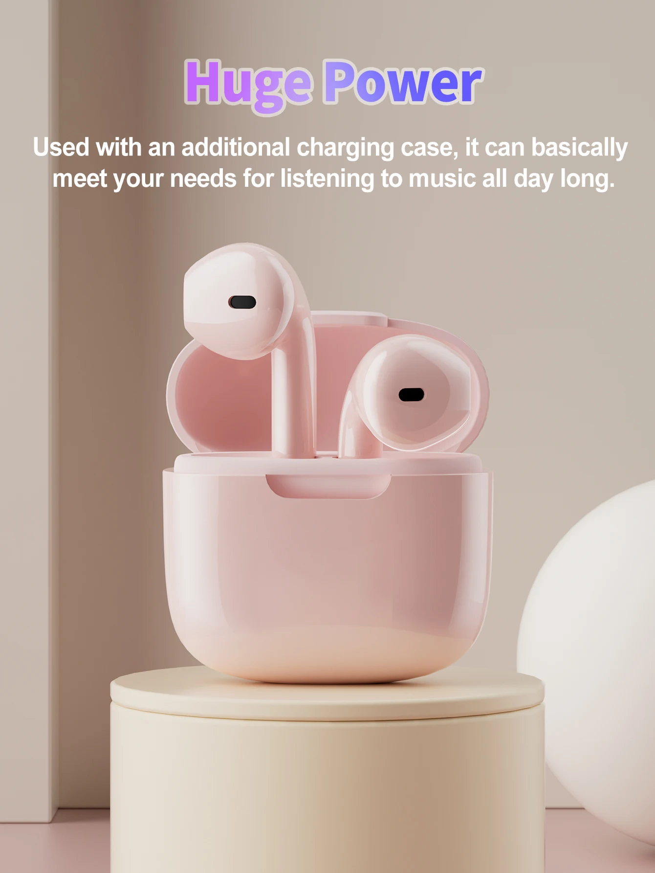 In-ear Bluetooth wireless earphones with Berlin sound quality, compatible with Apple, Android, computers, and more.