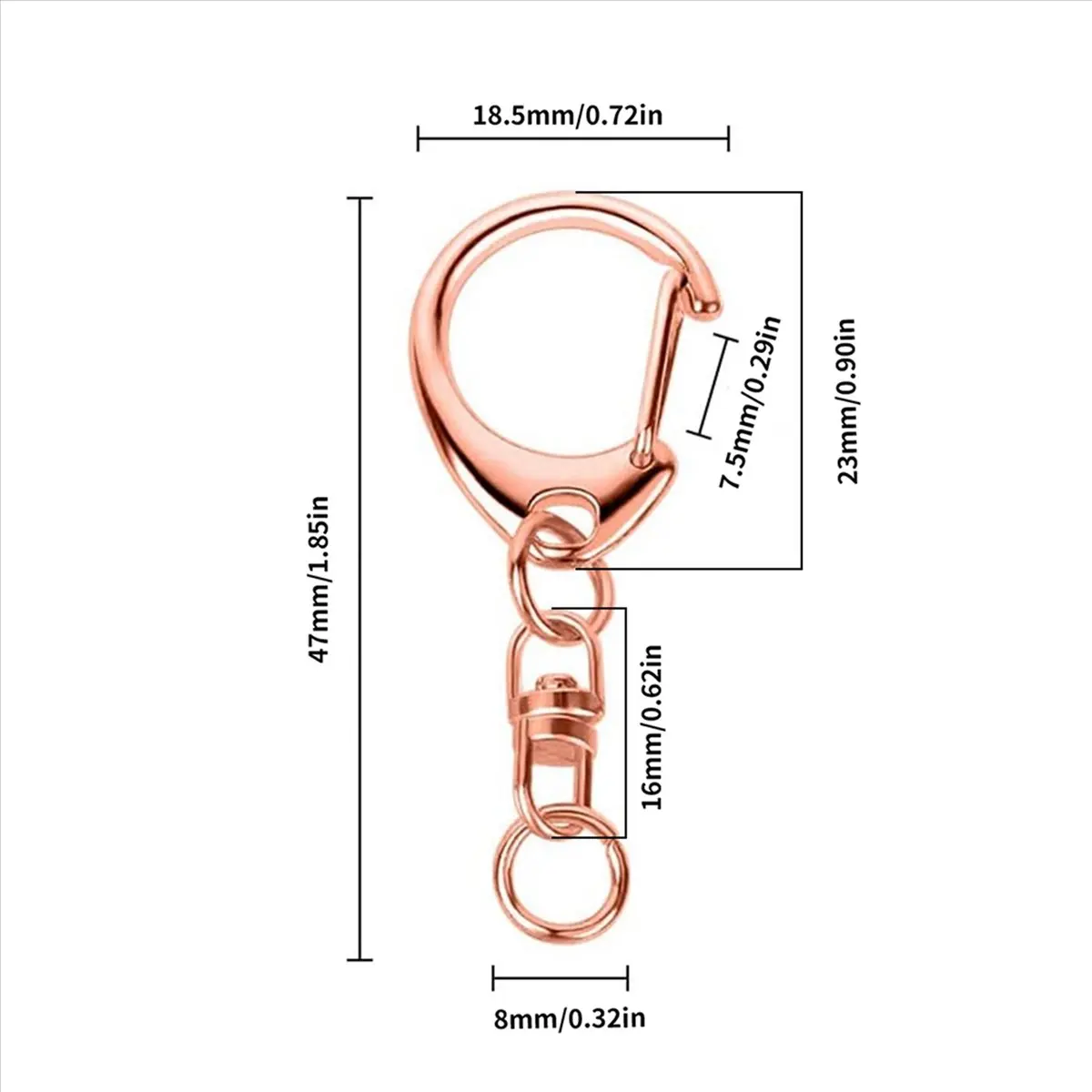 feelfeel 50 Pcs Rose Gold Keychain, Spring Snap Key Ring with Chain and Jump Rings, DIY Key Chain Parts for Craft Hanging Buckle