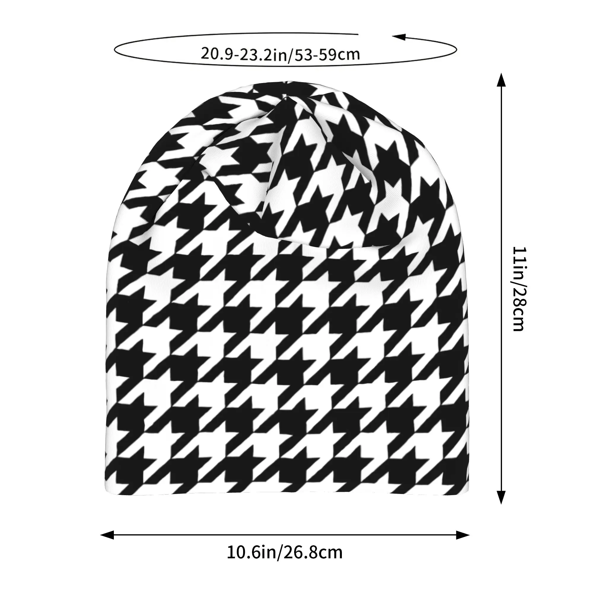 Autumn Black And White Houndstooth Bonnet Homme Fashion Thin Hat Skullies Beanies Caps Men Women Style Hats 2