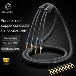 HiFi Speaker Cable High Quality Square Core Copper Gold Plated Banana Plug with 8pcs Y Plugs for Amplifier Speaker Audio Cable