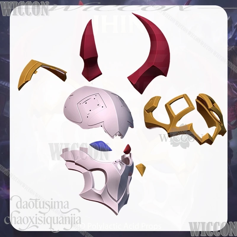 Máscara de Ácido Poliláctico 3D con Cuernos de Demonio, Horror, Halloween, Cosplay, Casco de Calavera, Anime, Juego, Loll, Sangre, Luna, Jhin, Navidad, Carnaval