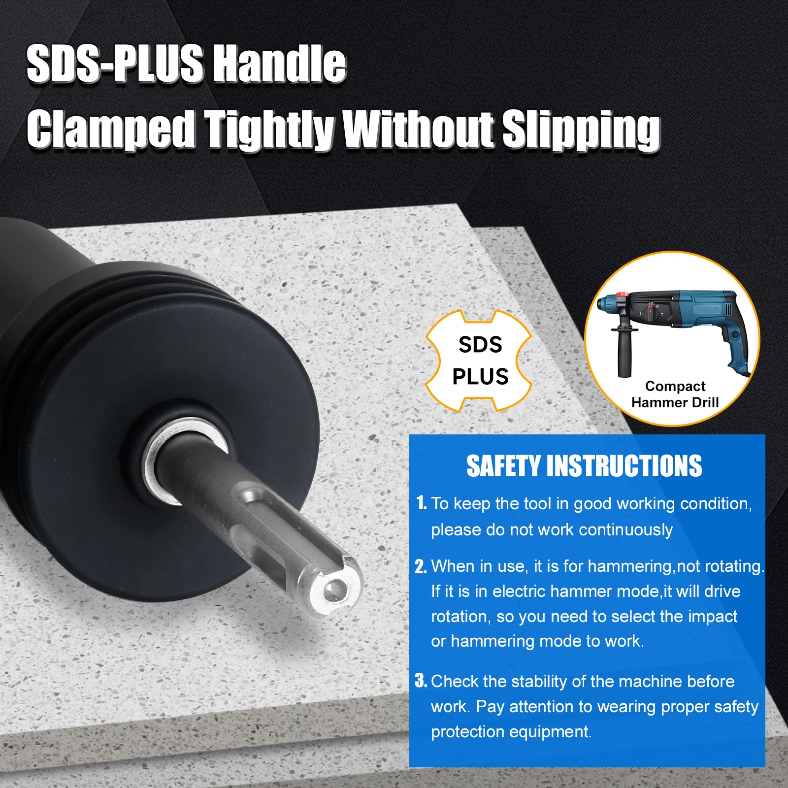 SDS Plus Electric Hammer Needle Scaler Adapter for Rust Removal Concrete Drilling Tile Installation