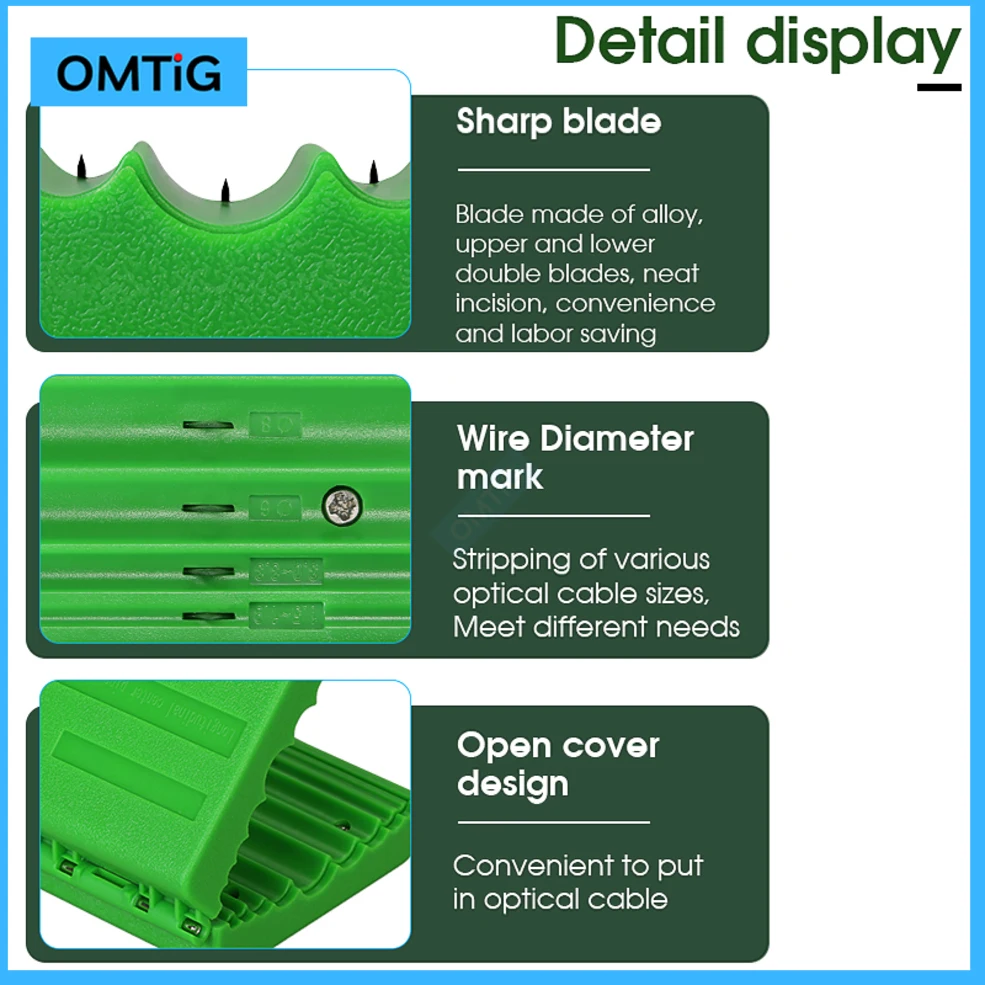 CL-09 1.5-11mm Slitter Single-core/Ribbon-shaped Cable Center Pipe Stripping Tool Fiber Optic Longitudinal Tube Stripper Green