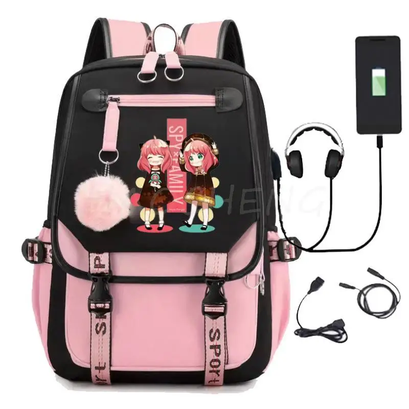 New Spy x Family Anya Forger Backpack Usb Charging School Bags Teenage Girls Boys Laptop Back Pack Women Men Travel Mochilas