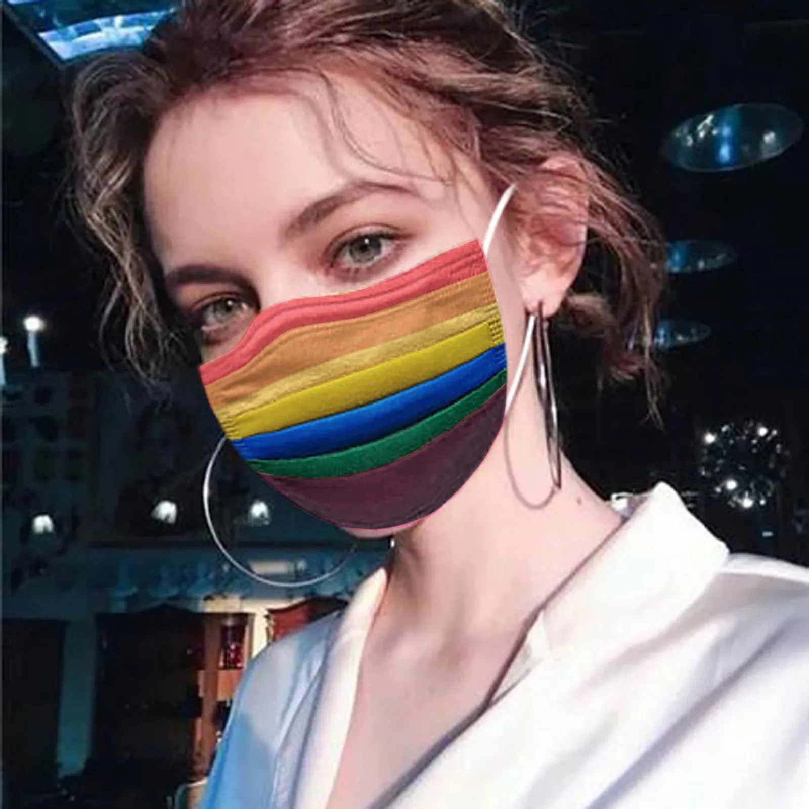 Rainbow Mask Women Fashion Pride Face Covering Colorful Striped Protective Mouth Guard Unisex Breathable Accessory Outdoor T1