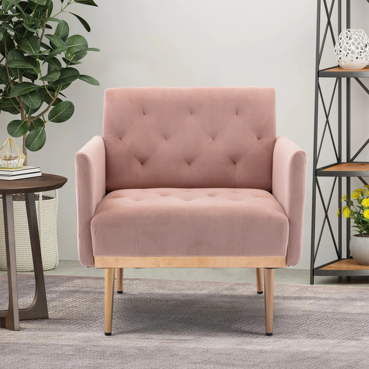 COOLMORE Accent Chair ,leisure single sofa with Rose Golden feet