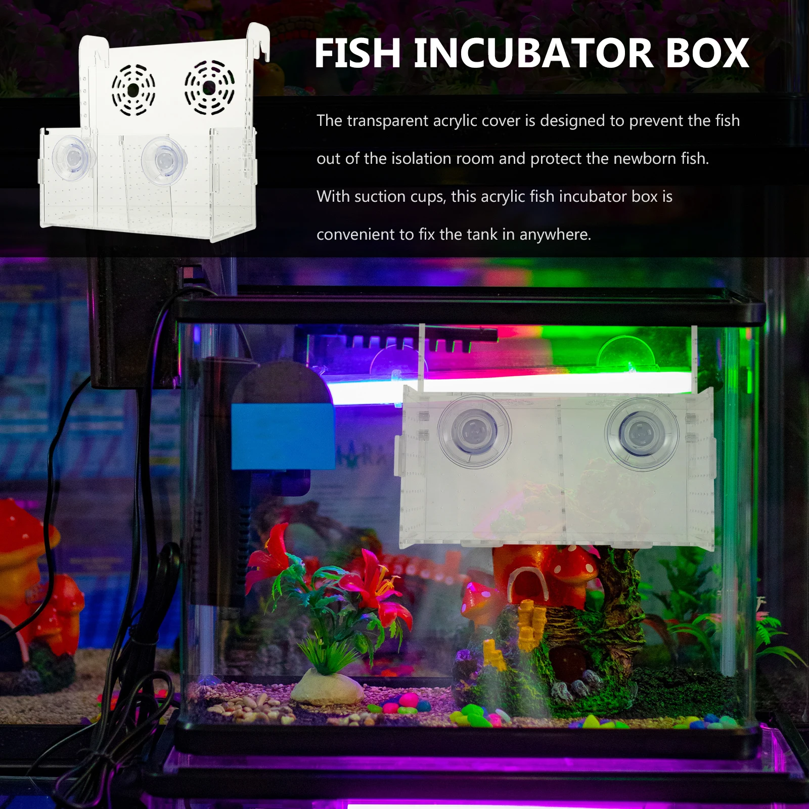 

1PC Fish Tank Isolation Box Aquarium Breeder Transparent Acrylic Separator for Betta Fry Shrimp Newborns Incubator Box