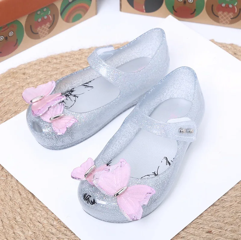 Children\'s Mini Melissa Jelly Shoes New Summer Butterfly Candy sandals Baby Girl Princess Beach Shoes Girl Sandals