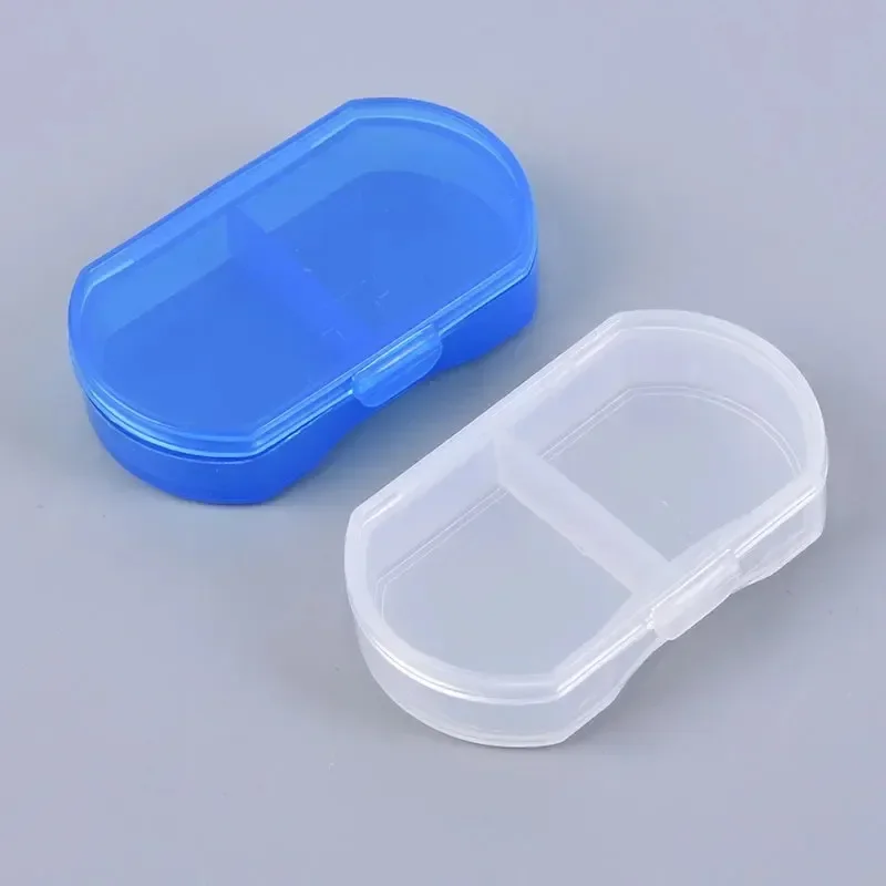 Caja de almacenamiento de pastillas, contenedor de medicina de 2 rejillas, caja de pastillas para el cuidado de la salud, Mini botellas, divisores de tabletas medicinales, rebanador de corte, 2 uds.