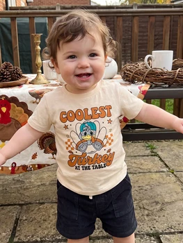 Toddler Thanksgiving Turkey Print T-Shirt 3 Sleeve Turkey Boys Turkey-Print Thanksgiving Shirt T Print Short Sleeve Sleeve Turkey Toddler Boys Girls 3