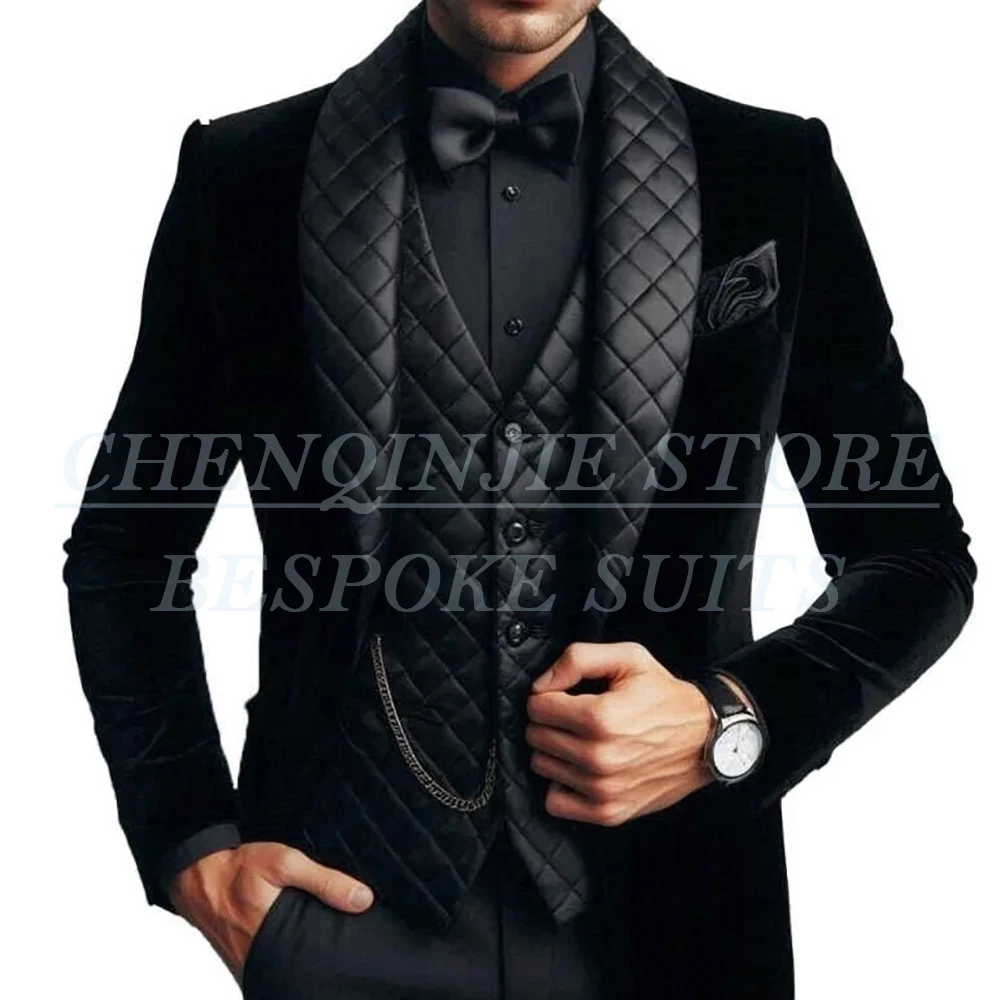 

Fashion Men's Suits Customzied One-Button Shawl Lapel Slim Fit 3 Piece Jacket Pants Vest High Quality Customized Male Clothing